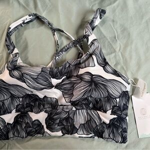 Balance Collection Black and White Floral Sports Bra